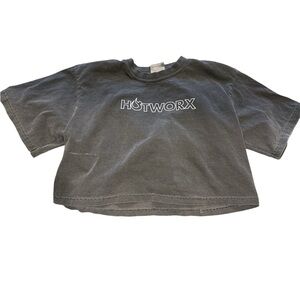 HotWorx cropped medium Gray T-Shirt top gym gear sauna workout top